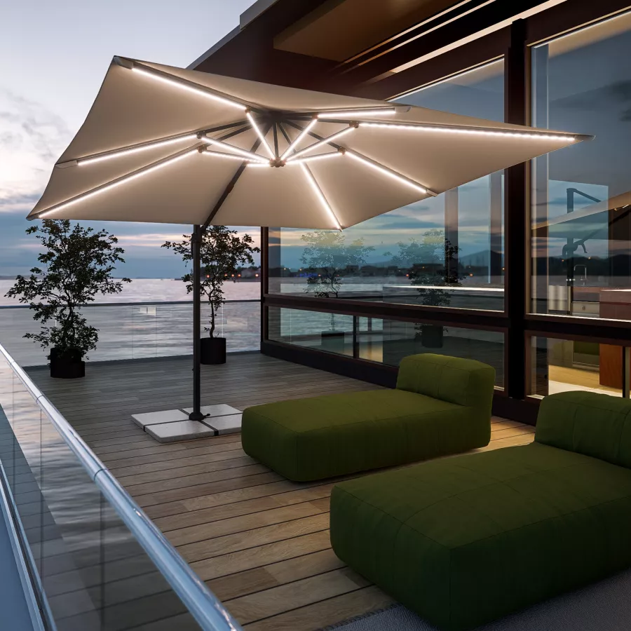 LED Cantilever Umbrella 3x3